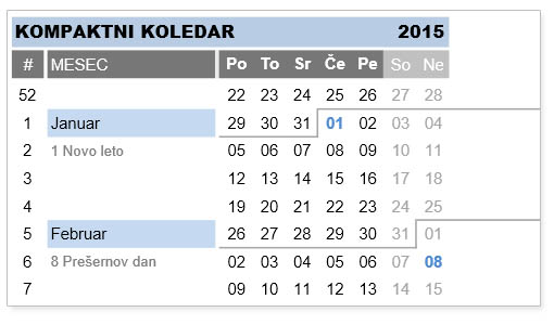 koledar 2015